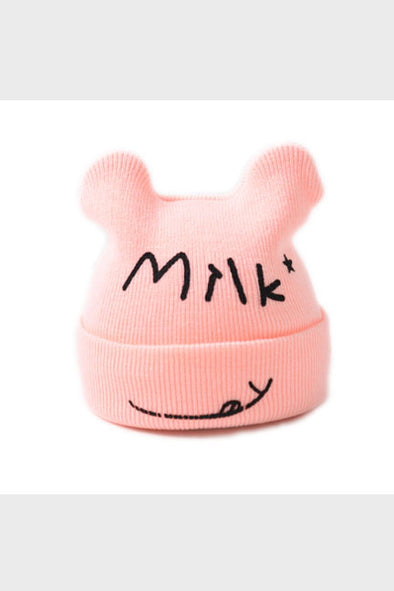 milk knit beanie || pink