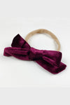velvet bow headband || berry