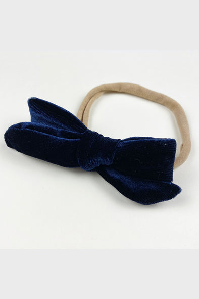 velvet bow headband || navy
