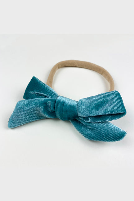 velvet bow headband || teal