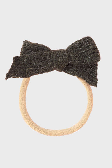 wool bow headband || black