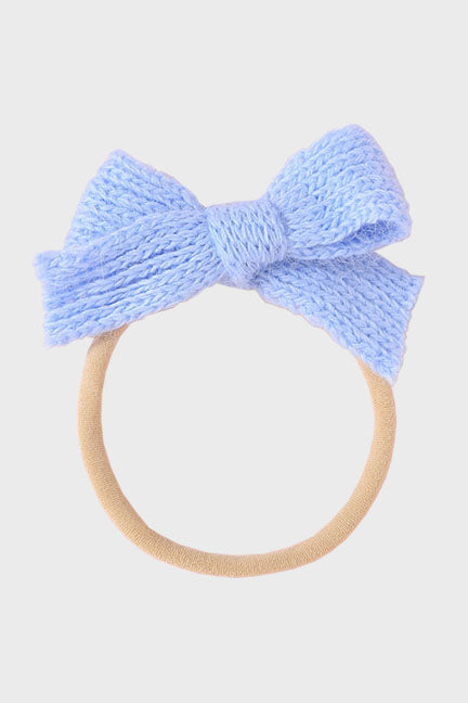 wool bow headband || cloud blue