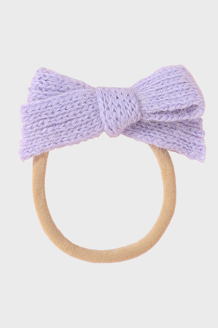 wool bow headband || lavender frost