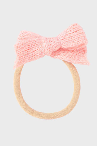 wool bow headband || pink carnation