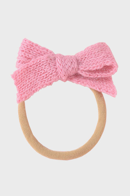 wool bow headband || rose bloom
