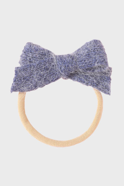 wool bow headband || starlight blue